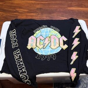 AC/DC Cropped Black and Yellow Long Sleeve Tour Shirt